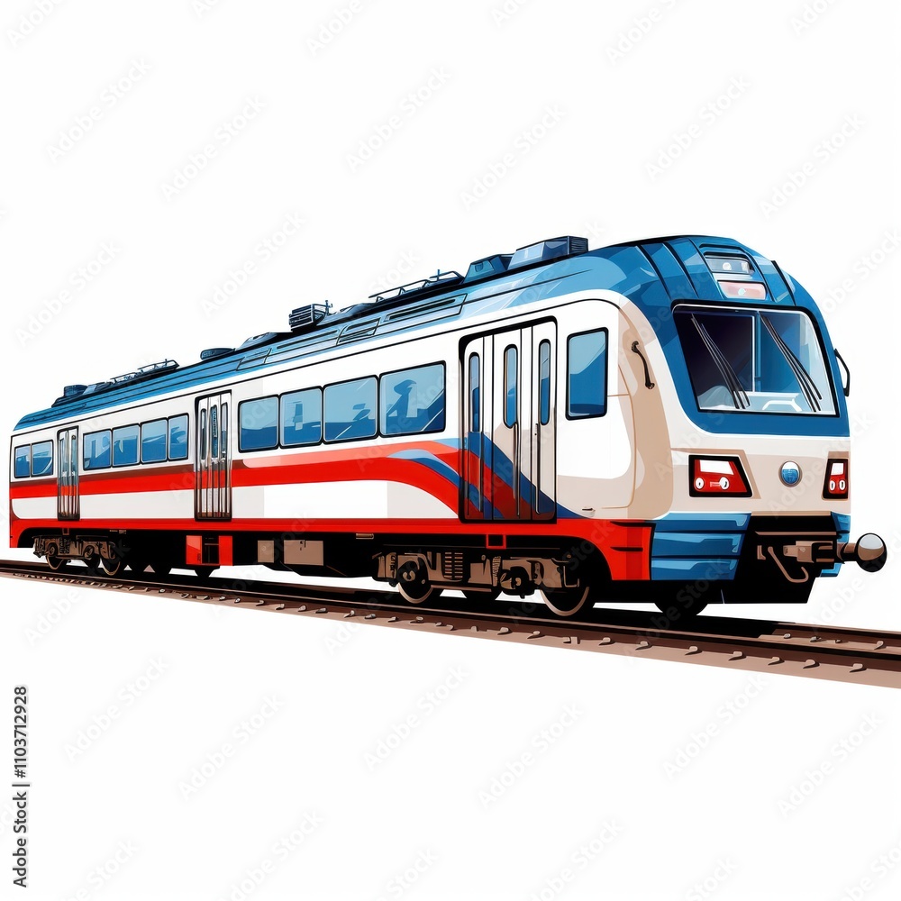 Colorful and Modern Train Illustration with Sleek Design, Vibrant Colors, and Detailed Features on a White Background Ideal for Transport and Travel Themes Colorful and Modern Train Illustration with Sleek Design, Vibrant Colors, and Detailed Features on a White Background Ideal for Transport and Travel Themes