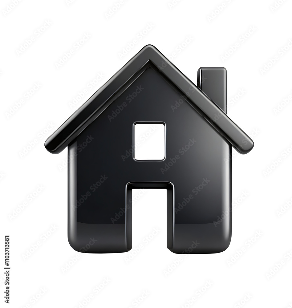 3d black home icon on metal button isolated on transparent background 3d black home icon on metal button isolated on transparent background