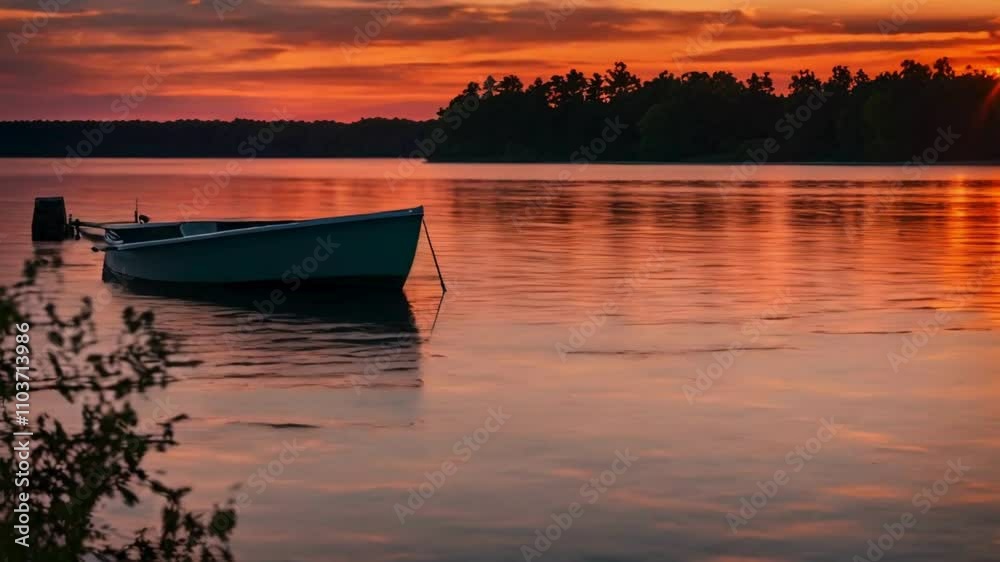 Beautiful and colorful sunset over  lake