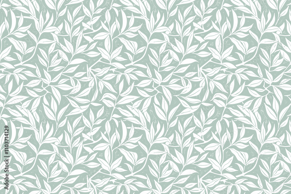 Fototapeta Toile pattern tapestry. Linocut print. Monochrome botanical pattern background. Created with Generative AI technology.