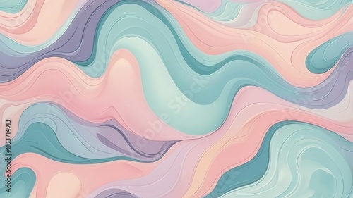 Soft pastel abstract shapes with fluid design, offering a calm and serene visual appeal. 