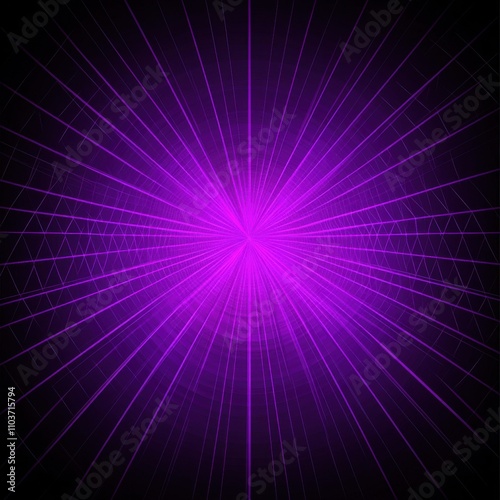 An abstract design featuring vibrant purple rays radiating from a central point, creating a sense of depth and energy.