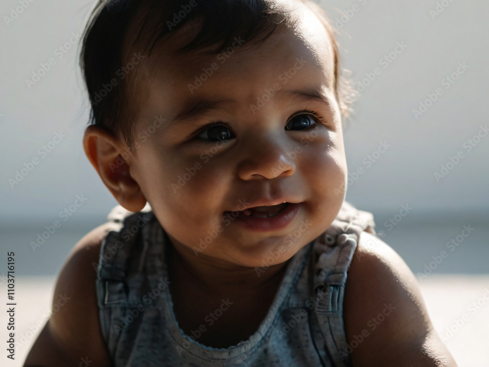 An infant radiating happiness and wonder. An infant radiating happiness and wonder.