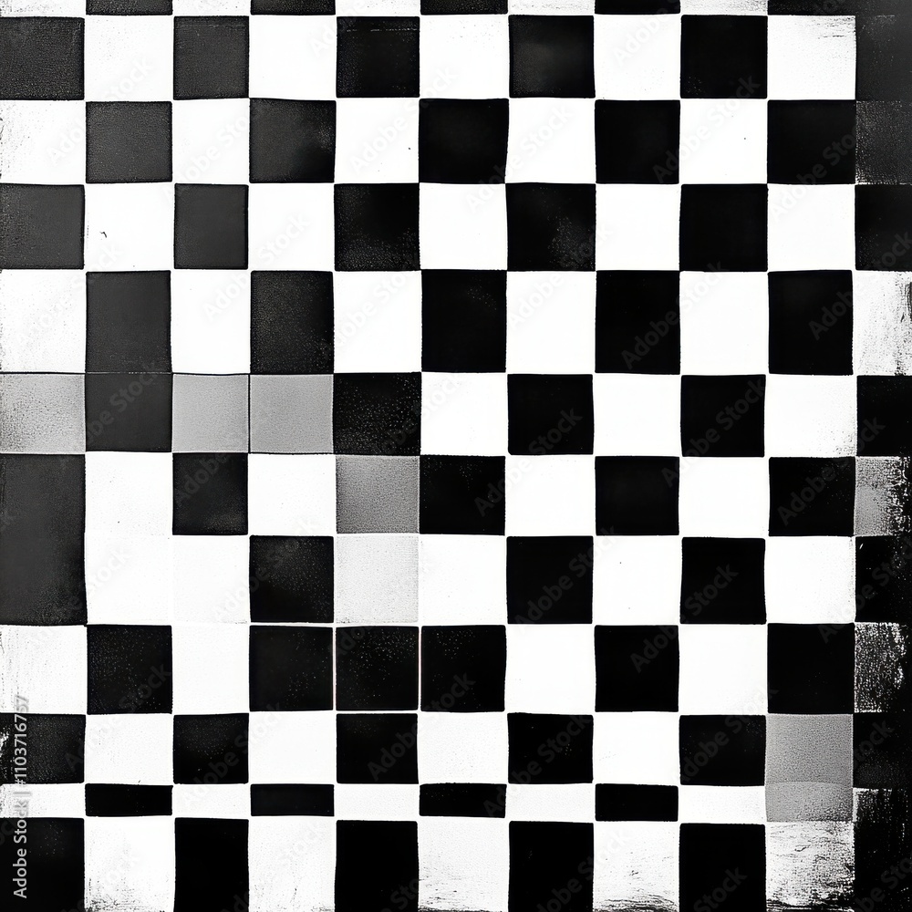 Fototapeta premium A striking black and white checkered pattern creating a bold visual impact.