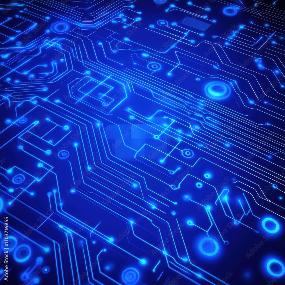 A vibrant blue circuit board design with glowing lines and patterns, symbolizing technology and innovation. A vibrant blue circuit board design with glowing lines and patterns, symbolizing technology and innovation.