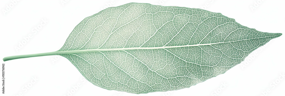 Obraz premium Detailed Leaf Vein Illustration, A Botanical Study of Nature's Intricate Design in Green Hues