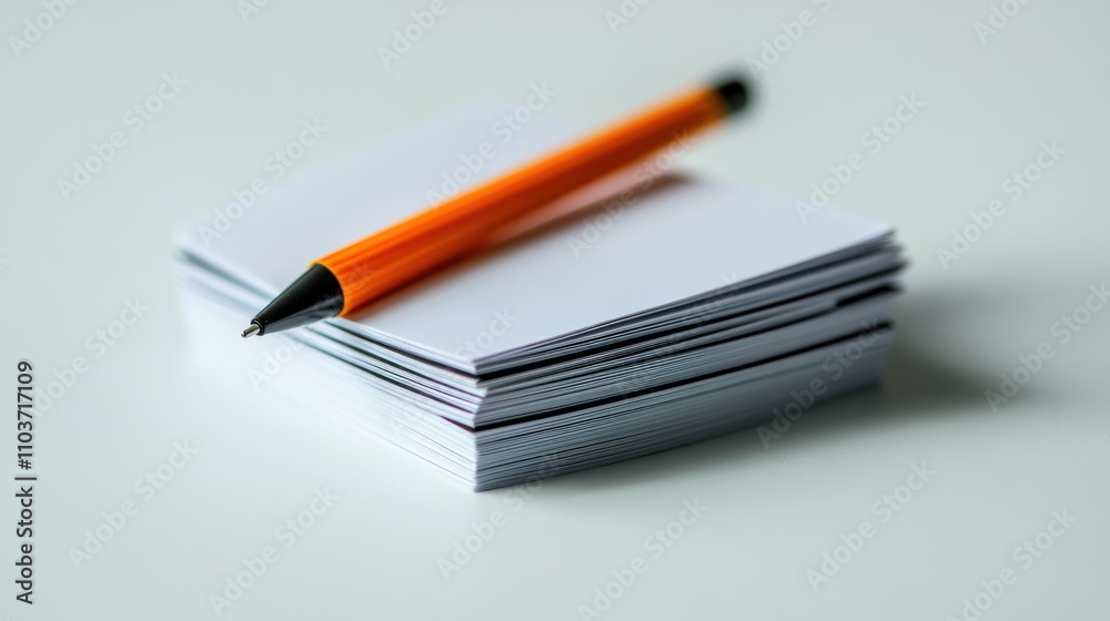 Orange Pen on Stack of Papers Orange Pen on Stack of Papers