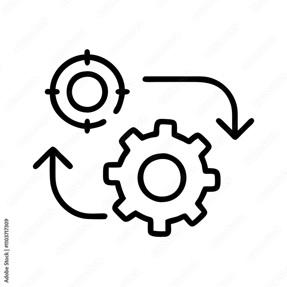 Good icon. Mechanical gears representing process automation and workflow on white background Good icon. Mechanical gears representing process automation and workflow on white background