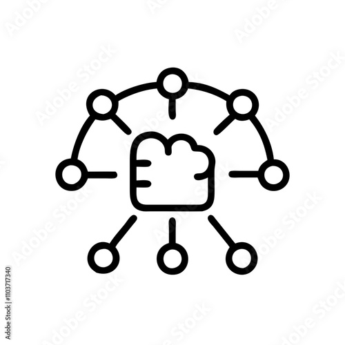 Good icon. Network diagram showcasing connections and interactions on white background