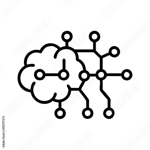 Good icon. Brain illustration with circuit connections representing artificial intelligence and neural networks