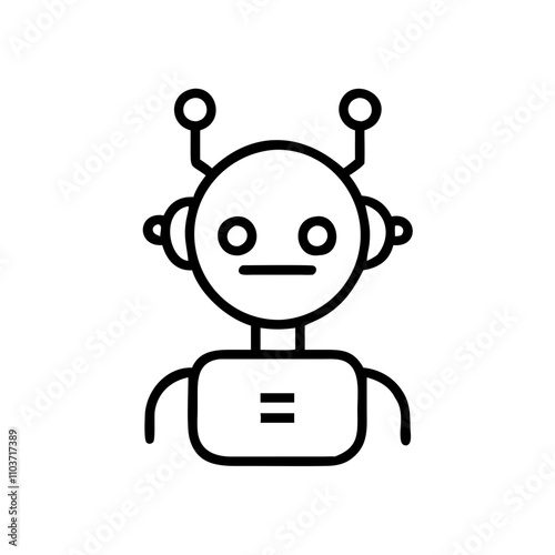 Good icon. Robot character illustration with antenna and neutral expression representing AI technology