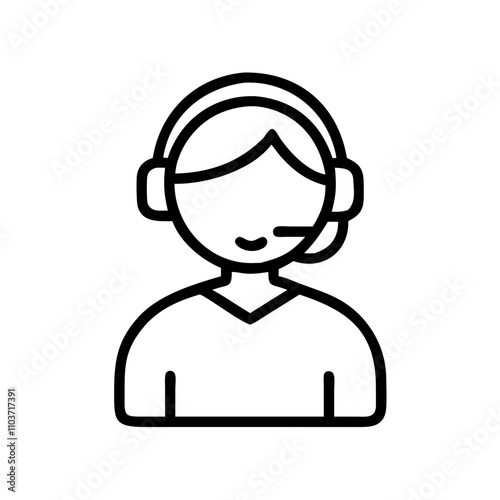Good icon. Customer support agent with headset smiling, representing communication and service