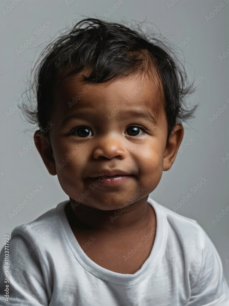A baby smiling with pure innocence and joy. A baby smiling with pure innocence and joy.