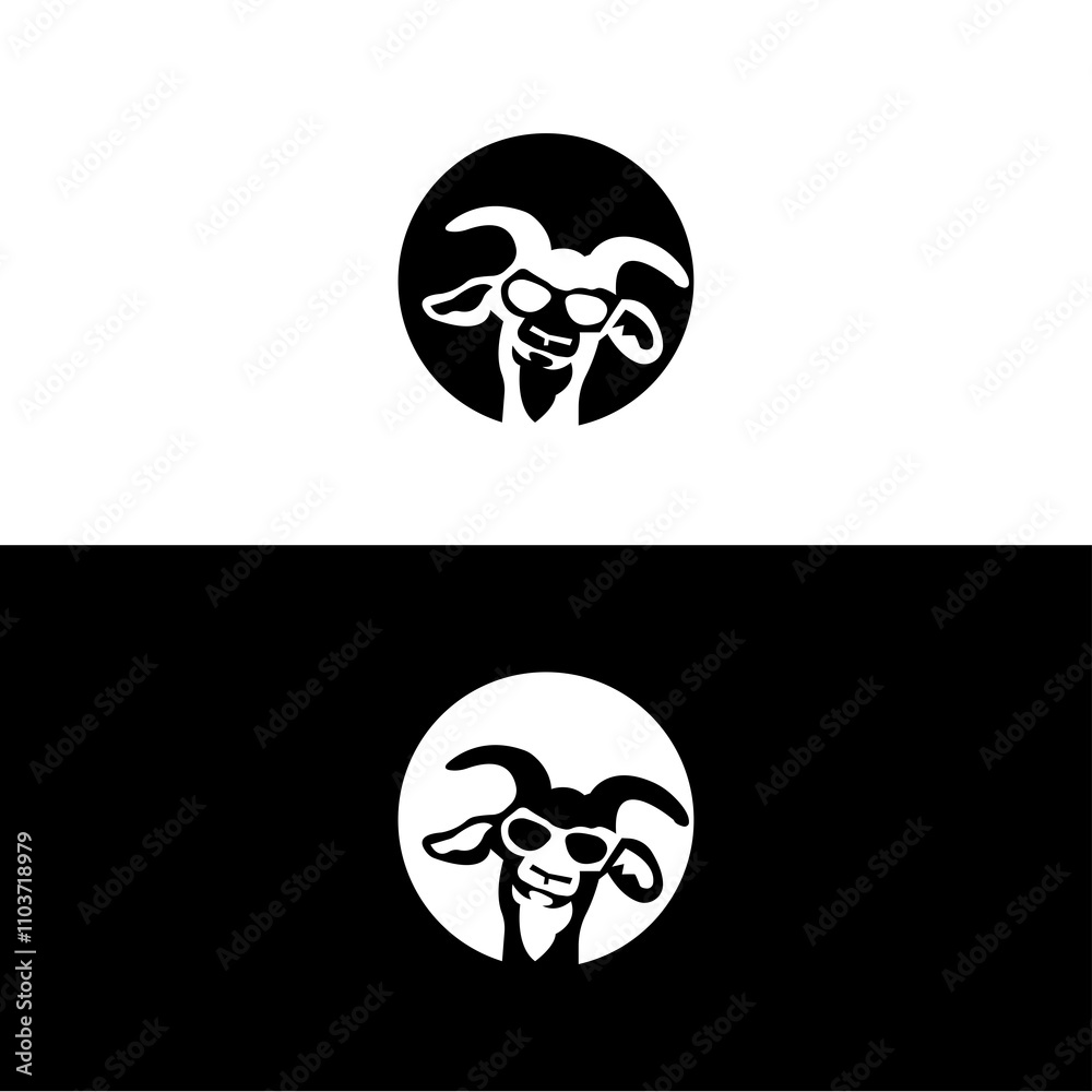 Fototapeta premium Goat black and white vector logo template design