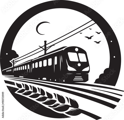 silhouette train and rail icon design 