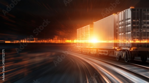 Illuminated journey, a semitruck navigates the highway at night, embarking on longhaul adventure photo