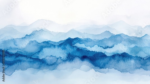 Elegant light blue watercolor background with gentle tonal gradations creates a serene atmosphere, perfect for card backgrounds, wedding designs, website banners, and photography.