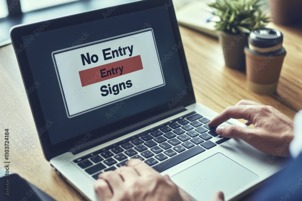 No Entry Signs on a Laptop Screen No Entry Signs on a Laptop Screen