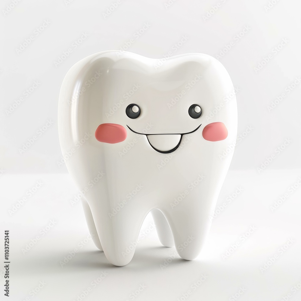 Cartoon tooth is smiling showing healthy gums Cartoon tooth is smiling showing healthy gums