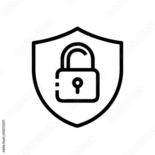 Good icon. Shield with padlock icon representing security in a minimalist design and black outline