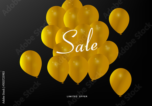 Black Friday. Discount flyer. Creative discount template with yellow balloons and Black Friday lettering. Black Friday discount flyer. Vector illustration