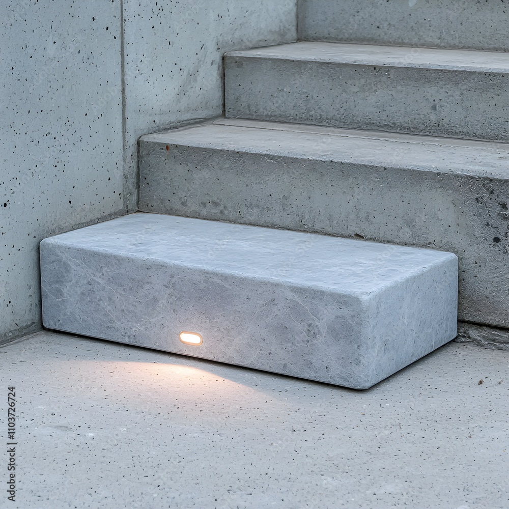 Modern outdoor step light illuminating concrete stairs Modern outdoor step light illuminating concrete stairs