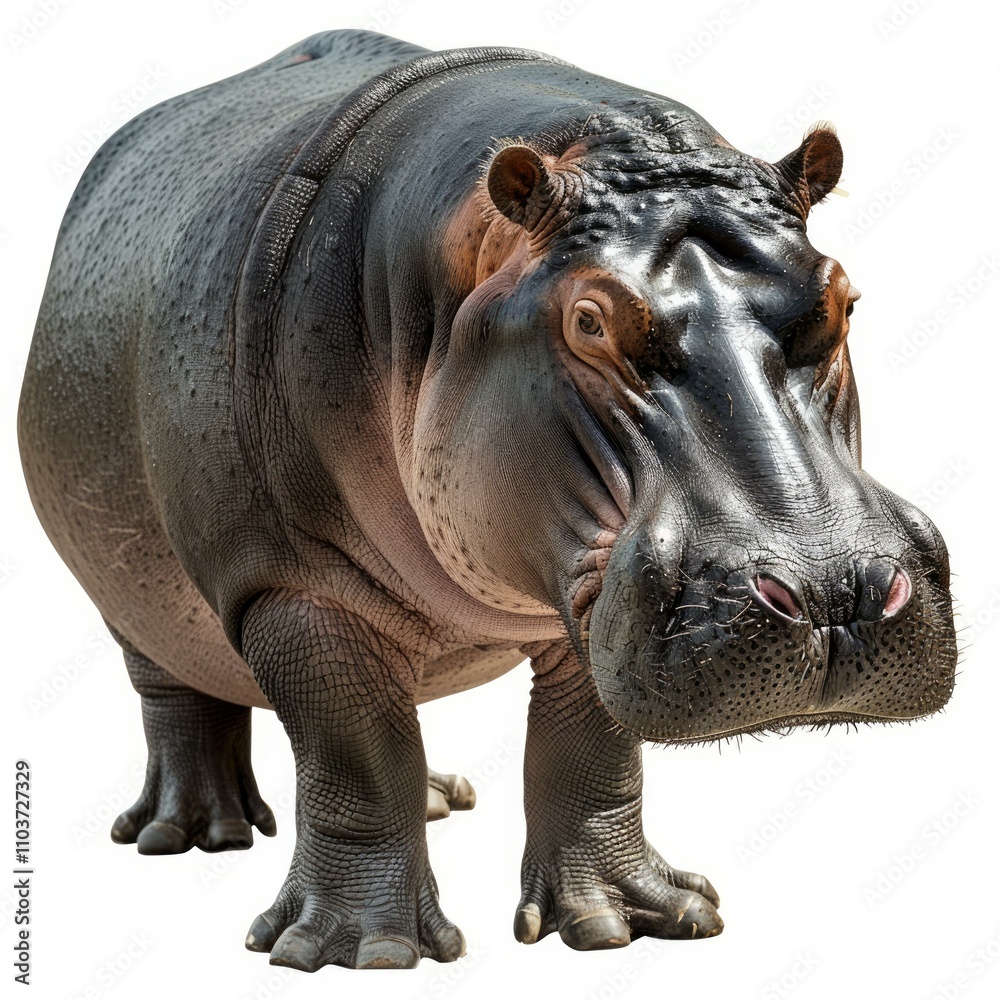 Large hippopotamus standing on white background Large hippopotamus standing on white background