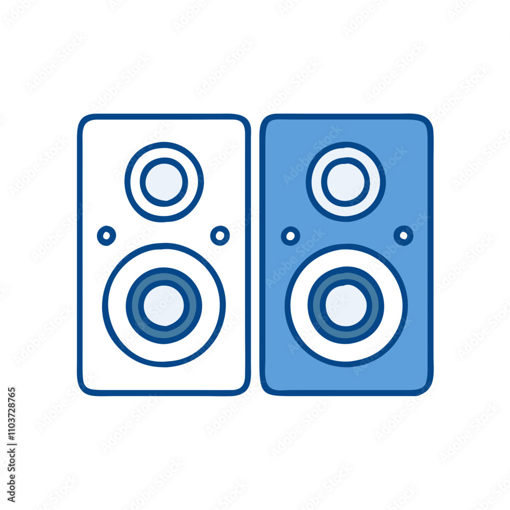 Good icon. Colorful speaker system illustration in a modern design on a white background Good icon. Colorful speaker system illustration in a modern design on a white background