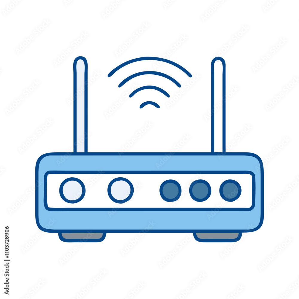 Good icon. Colorful wireless router illustration in a modern design on a white background Good icon. Colorful wireless router illustration in a modern design on a white background
