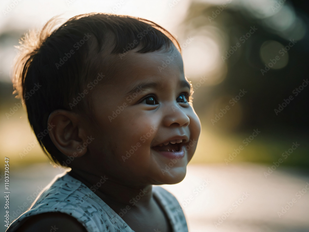 A baby radiating untainted joy and wonder. A baby radiating untainted joy and wonder.