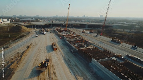 Aerial view of highway construction. (1) photo