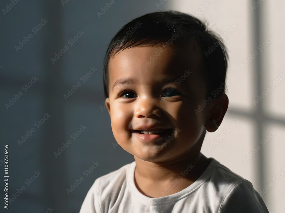 An infant’s eyes sparkling with curiosity and joy. An infant’s eyes sparkling with curiosity and joy.