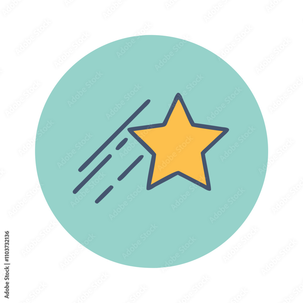 Good icon. Colorful shooting star illustration with a vibrant star in a circular background design