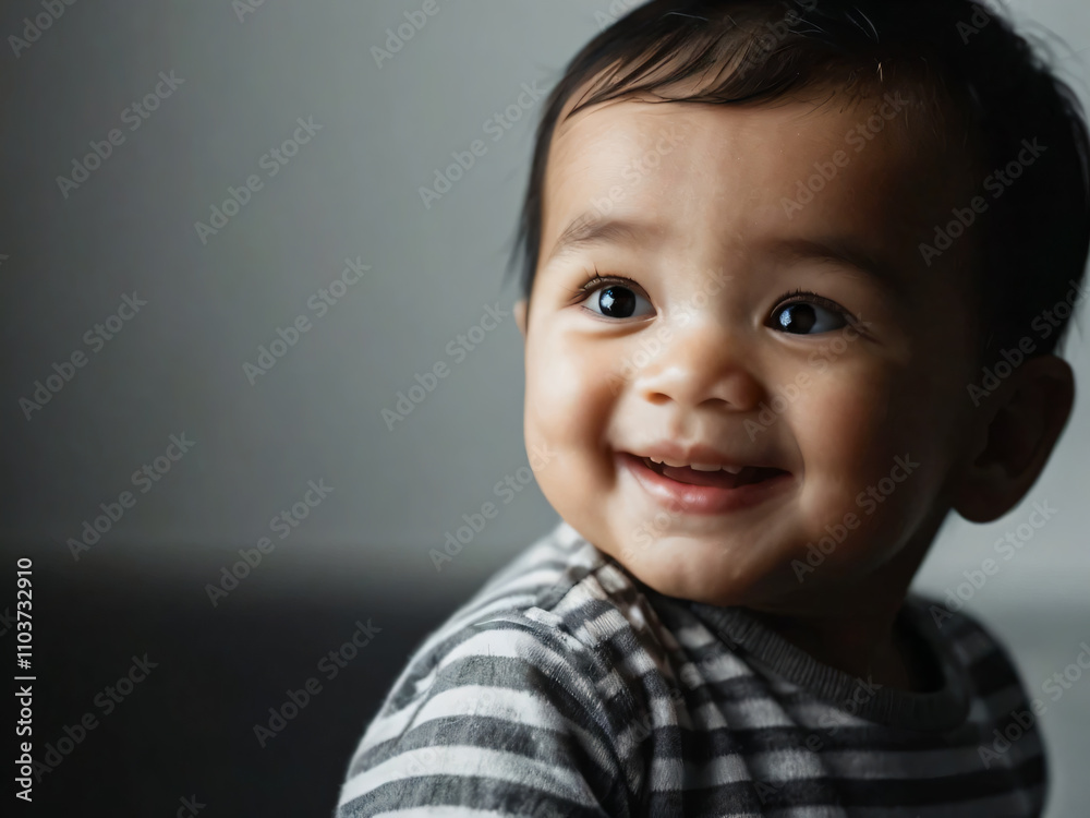 An infant radiating happiness and wonder. An infant radiating happiness and wonder.
