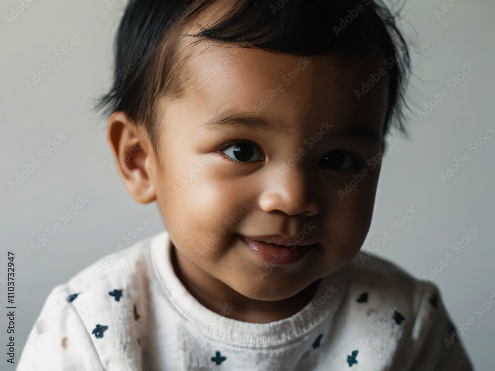 An infant radiating happiness and wonder. An infant radiating happiness and wonder.