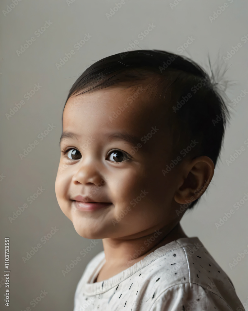 A baby smiling with pure innocence and joy. A baby smiling with pure innocence and joy.