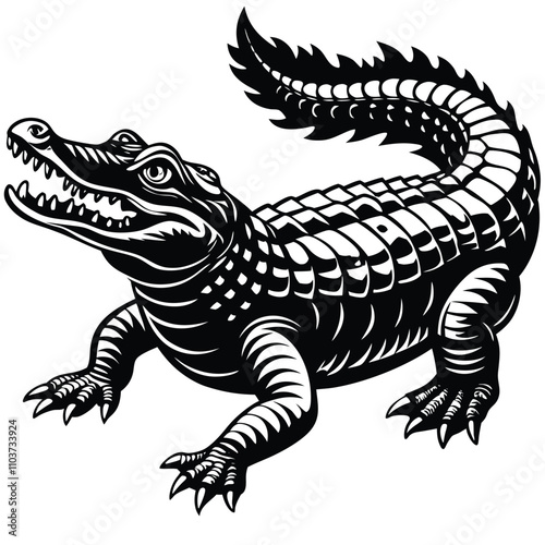 Wild Alligator Logo Icon Vector Illustration Silhouette photo