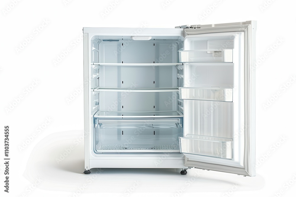 Fototapeta premium White background with open freezer