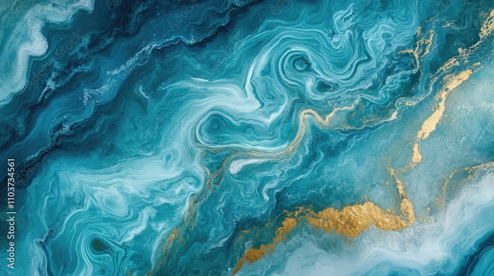 Turquoise Ocean Waves Abstract Art with Swirling Patterns and Gold Accents Representing Sustainable Energy Concepts Turquoise Ocean Waves Abstract Art with Swirling Patterns and Gold Accents Representing Sustainable Energy Concepts