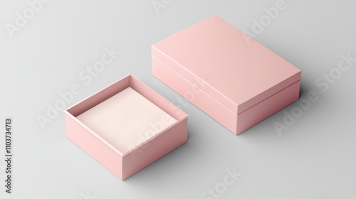 Minimalist food packaging mock up concept. Minimalist pink gift boxes on a light background