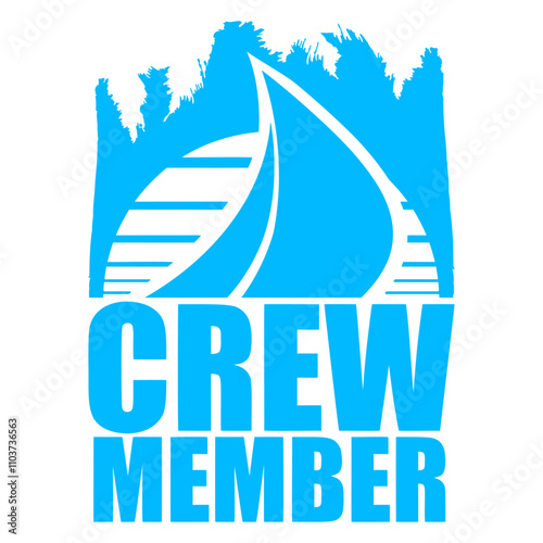 Crew Member Sailing Sun Sunset Logo Crew Member Design Lover Art Vector Illustration Card T-Shirt Poster Sticker Graphic Print Decorative Drawing Isolated Logo Decoration Symbol Creative Cool Style photo