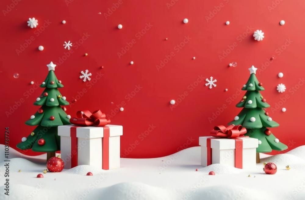 Obraz premium christmas tree with gifts background 