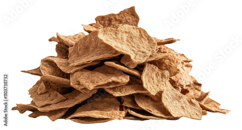 PNG Pile of dehydrated soy meat slices isolated