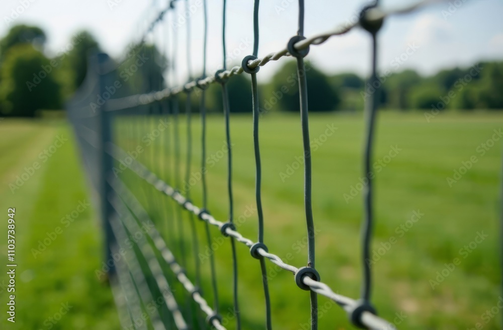 Fototapeta premium barbed wire fence with grass