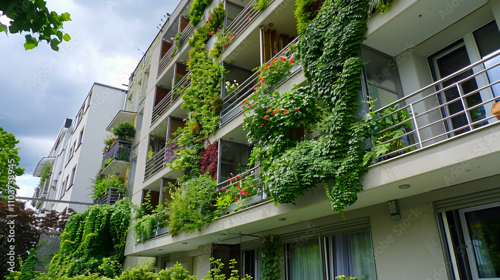 Vertical garden on the wall of an apartment block in Berlin. Vertical garden on the wall of an apartment block in Berlin.