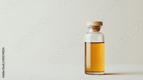 Liquid Vitamin D3 in a decorative vial against a clean white background, emphasizing the essence of Vitamin D3 for health and wellness, with ample copy space for your design needs.