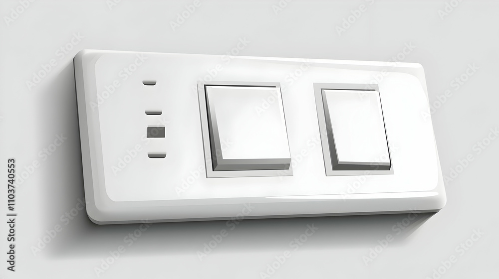 White Double Light Switch Illustration, Home Electrical Panel Design, Clean Modern Aesthetic White Double Light Switch Illustration, Home Electrical Panel Design, Clean Modern Aesthetic