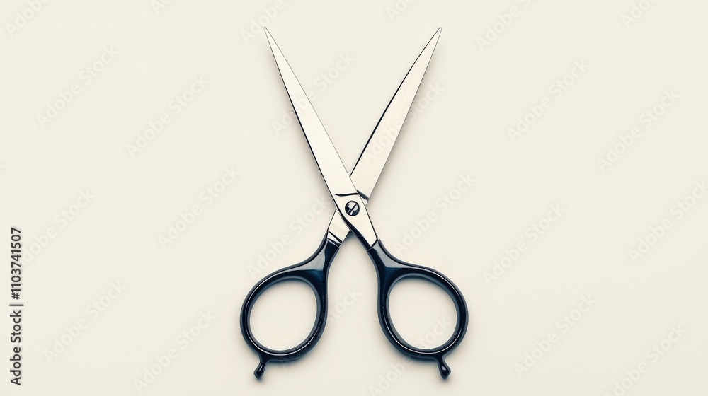 A pair of sharp, stainless steel scissors with a sleek, black handle resting on a light background. Perfect for crafting, sewing, and everyday use. A pair of sharp, stainless steel scissors with a sleek, black handle resting on a light background. Perfect for crafting, sewing, and everyday use.