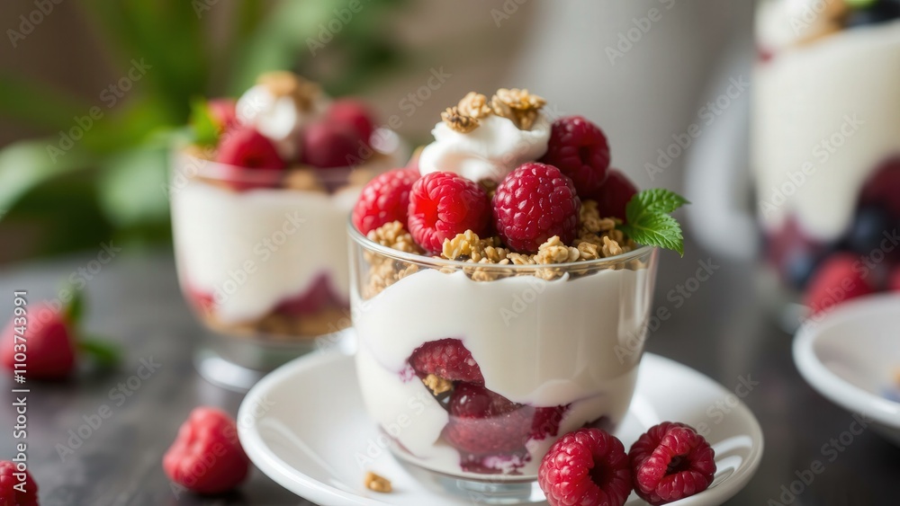 Indulge in Delicious Berry Parfaits with Creamy Yogurt and Crunchy Granola for a Refreshing Breakfast or Dessert Indulge in Delicious Berry Parfaits with Creamy Yogurt and Crunchy Granola for a Refreshing Breakfast or Dessert
