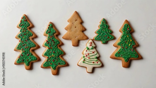 AI GENERATE, Flat lay of Christmas cookies arranged in the shape of a tree